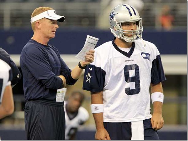 Dallas Cowboys head coach Jason Garrett talks with Dallas Cowboys quarterback Tony Romo - The Boys Are Back blog
