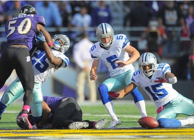 Dallas Cowboys WR Andre Holmes goes after an onside kick by Dan Bailey. The Cowboys recovered - The Boys Are Back blog