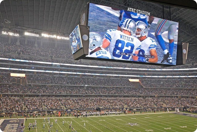 NEW ERA - THE 12th COWPOKE - Rowdy Dallas Cowboys fans create home field advantage at AT&T Stadium - 2013-2013 Dallas Cowboys - Jason Witten big screen
